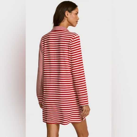 Victoria’s Secret Modal Soft Striped Button Down Long Sleeve Nightshirt Large - Picture 2 of 9